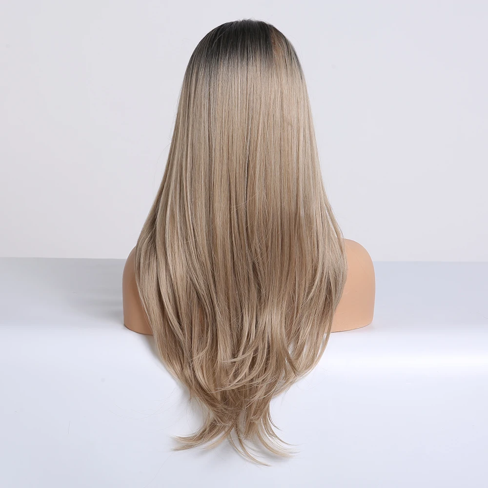 EASIHAIR длинные прямые черные до коричневые Ombre синтетические парики с боковой челкой парики для женщин натуральные волосы Glueless Косплей парики