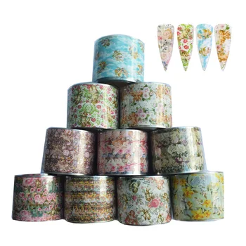 

10Roll Angel Nail Sticker Slider Water Transfer Decal Foils Set 50M*4CM Flower Acrylic Designs Nail Art Decoration Manicure Tool