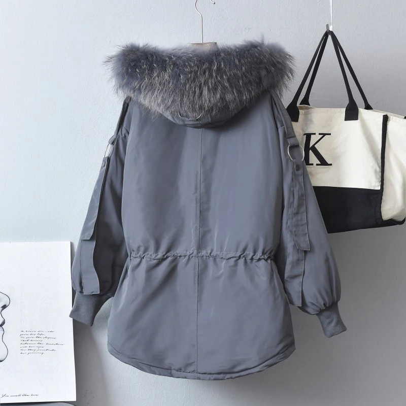 Winter Jacket Women New Winter Large Size Raccoon Fur Women's Parkas Female Coat Jackets with White Duck Hood Down Jacket