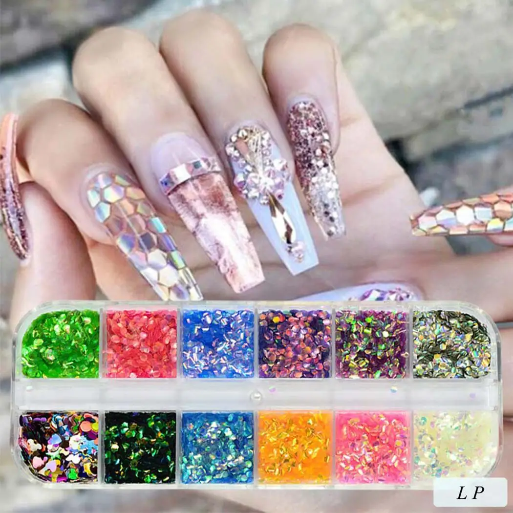 nail sequins 6 Лак для ногтей блестки Маникюр Красочные DIY украшения для ногтей многоцветный - Цвет: nail sequins 6