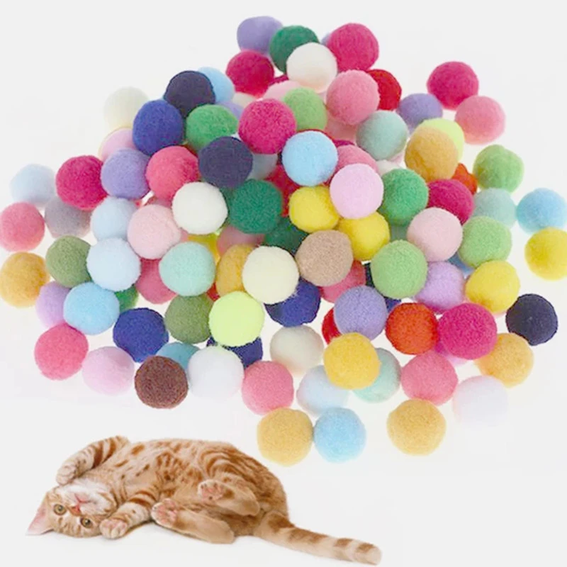 10/20/30PCS Colorful Plush Ball Cat Toys Molar Bite Resistant Bouncy Ball Interactive Funny Cat Balls Chew Toy Pets Supplies best interactive dog toys