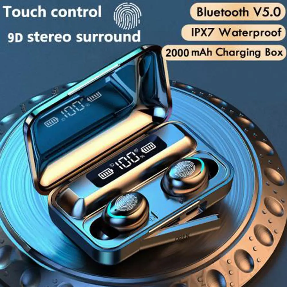 Bluetooth наушники мини светодиодный дисплей F9 5c наушник Stero Sound 2000 мАч Внешний