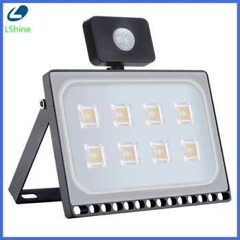 

50W Ultra-thin LED Flood Light with Motion Sensor Waterproof AC 220V PIR LED Floodlight Outdoor Projector Lamp Spotlight Garden