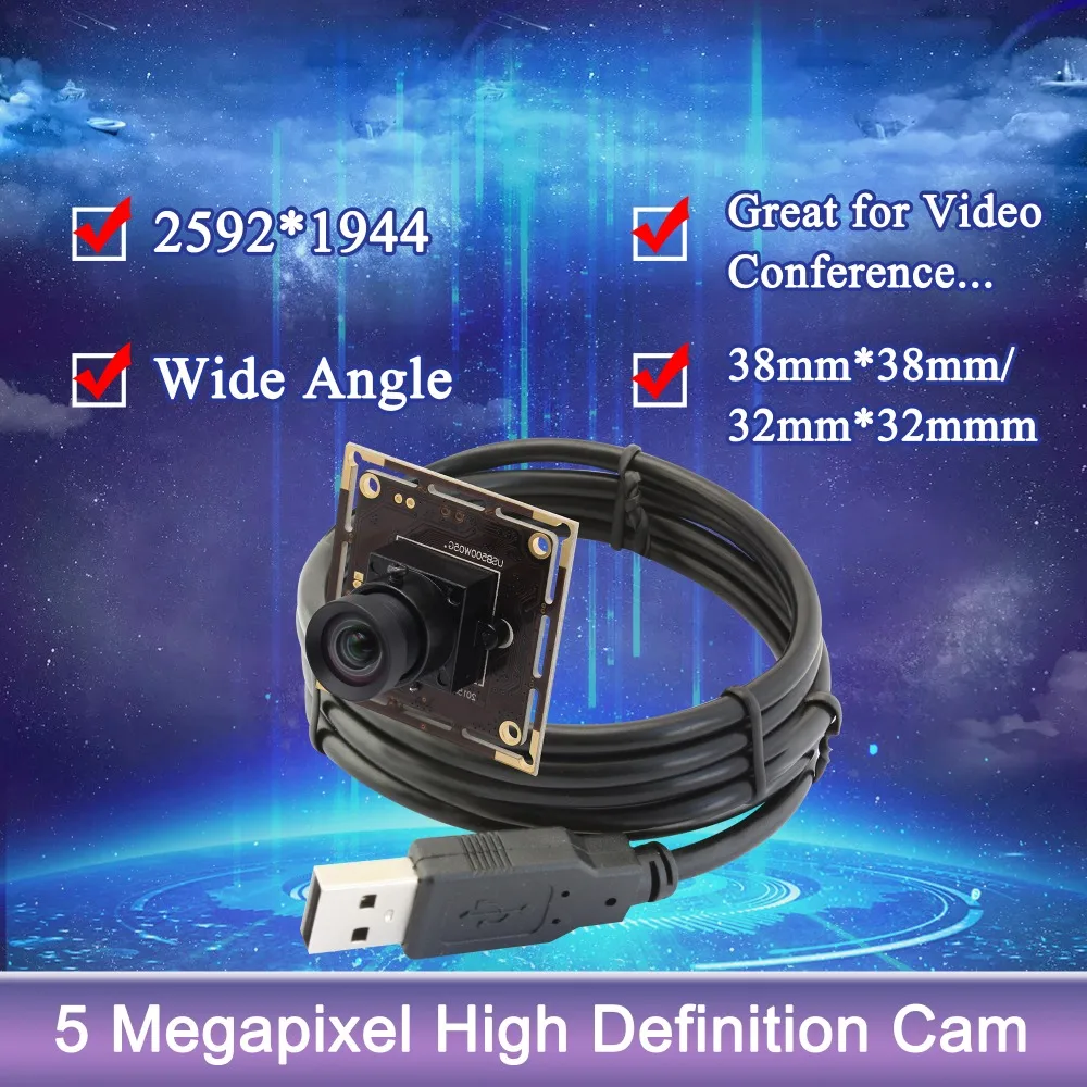 ELP камера 5mp 2592X1944 высокая скорость Aptina MI5100 HD MJPEG 30fps при 1080P 73 градусов без искажений Объектив Usb Cmos модуль камеры