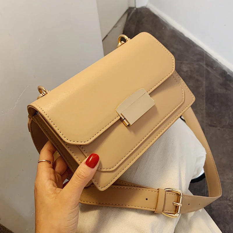 

Solid color Square Crossbody Bag 2020 Fashion New High quality PU Leather Women's Designer Handbag Lock Shoulder Messenger Bag