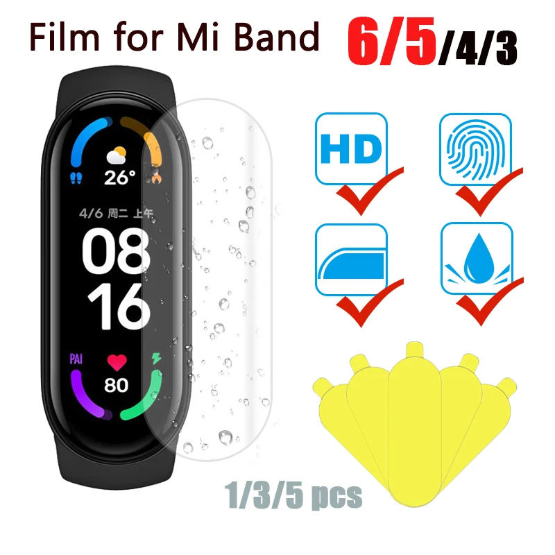 Гидрогелевая Защитная пленка для Mi Band 6 5 шт. защитная Xiaomi 4/3 экрана из ТПУ