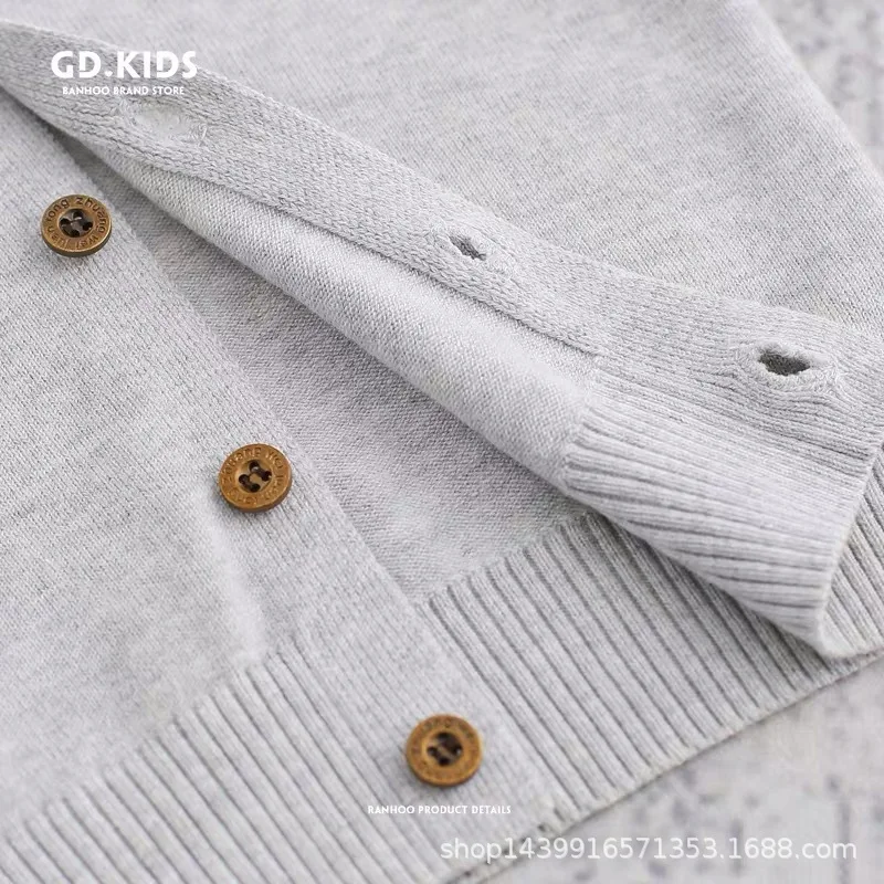 

BOY'S Knitted Sweater Spring And Autumn Outdoor Tops Long Sleeve Sweater Korean-style Infant Sweater Autumn Clothing Thin Baby C