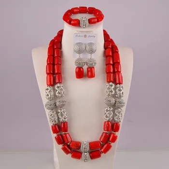

red coral jewelry set african coral beads necklace set for women nigerian wedding