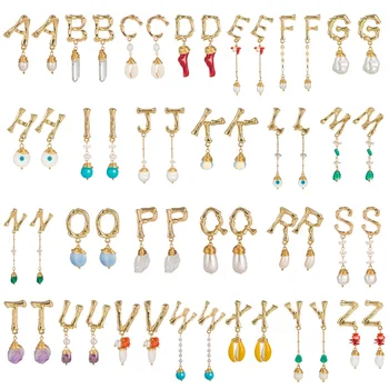 

LongWay ABS Pearl Shell Earrings Goldplated Women's Dangles Earrings Fashion A-Z Letter Drop Earrings For Women SER190152