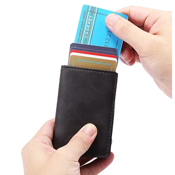 

GODOMON 2019 men's and women's wallets, PU aluminum wallet, Mini card holder wallet, automatic pop-up wallet. RFID metal wallet.