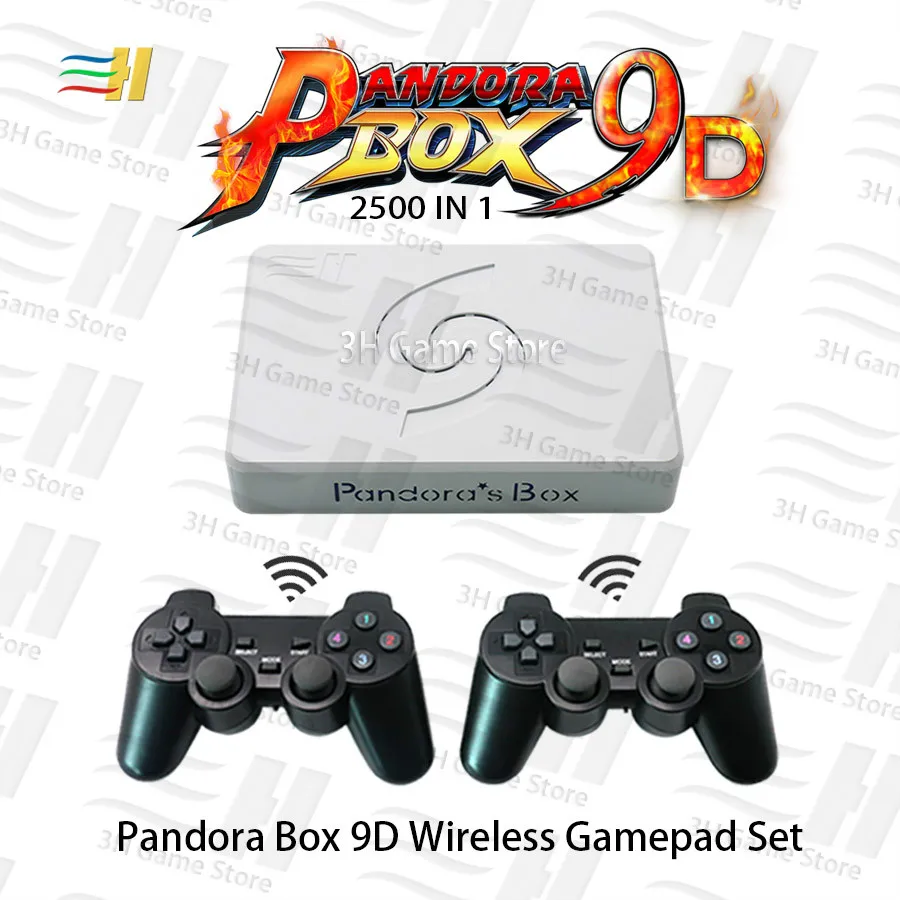 Kopen Pandora Box 9D 2500 in 1 moederbord 2 Spelers Wired Gamepad en Draadloze Gamepad Set Usb sluit joypad hebben 3D games Tekken