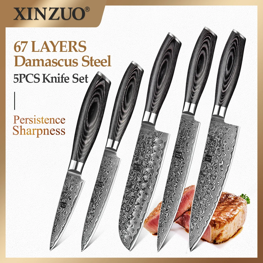 High Quality 3 Piece Professional Kitchen Knives Set - Cleaver Knife,  Santoku & Utility