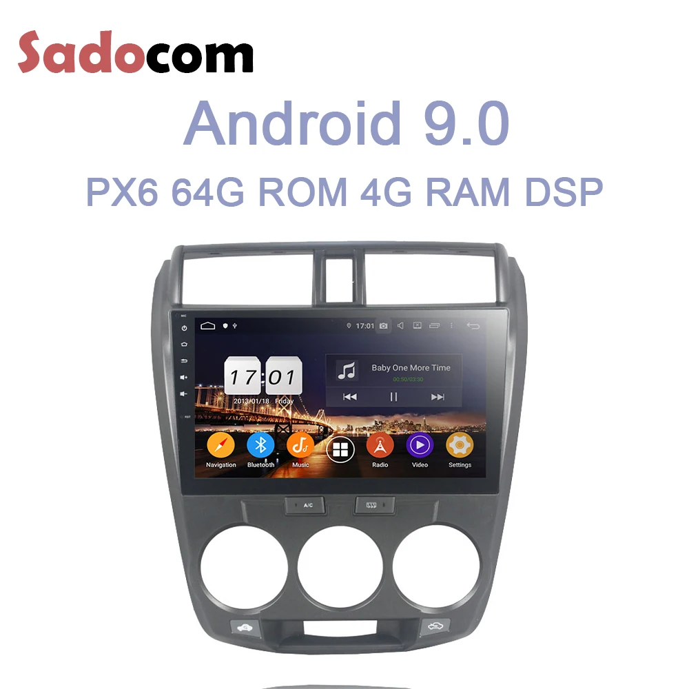 10," DSP ips Android 9,0 4 Гб ОЗУ+ 64 ГБ+ 8 ядерный автомобильный dvd-плеер для Honda CITY 2006-2012 2013 gps ГЛОНАСС Авторадио Bluetooth 4,2