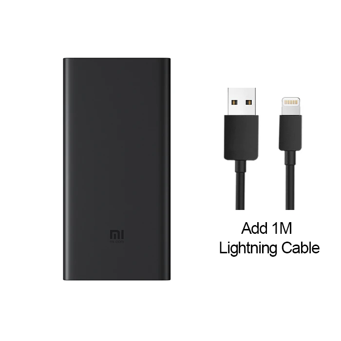 Add Lightning Cable Xiaomi Mi Беспроводной внешний аккумулятор 10000 мАч Qi быстрое зарядное устройство PLM11ZM 10000 мАч Внешний аккумулятор для iPhone X Xs MAX Samsung - Цвет: Add Lightning Cable