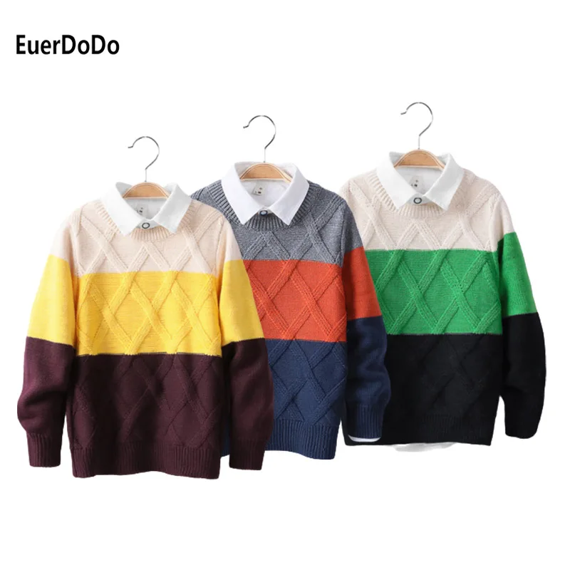 

Children's Sweater Cardigan Baby Boy Thickening Knitted Tops 2-8Y Kids Jackets Clothing Autumn Winter Strip Cotton Pullovers