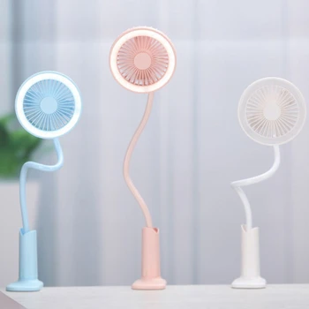 

Portable USB Fan Flexible with LED Light 2 Speed Adjustable Cooler Mini Fan Handy Small Desk Desktop USB Cooling Fan for Child