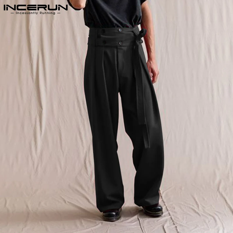 Pantaloni da uomo allacciati a vita alta larghi eleganti pantaloni dritti  uomo 2022 pantaloni da jogging Streetwear tinta unita Casual Pantalon 5XL  INCERUN|Wide Leg Pants| - AliExpress