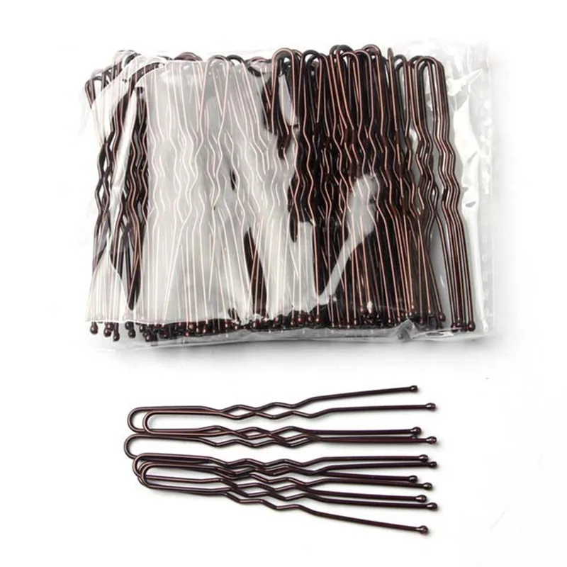 50PCS Women 6CM Hair Waved U-shaped Bobby Pin Barrette Salon Grip Clip Hairpins Black Metal Hair Accessories For Bun Hairclip