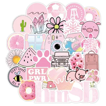 

100pcs/set Pink Cartoon Cute Kawaii Graffiti PVC Sticker Girly Style Suitcase Travel Case Bicycle Motorcycle Girly Stickers VSCO