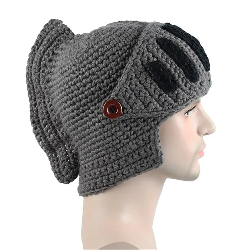 MA058 Dark gray VISNXGI, высокое качество, ручная работа, вязаная женская и Мужская Балаклава, осьминог, Римский рыцарь, шапка с бородой, вязанные крючком шапочки, шапка, Зимняя Маска - Цвет: MA058 Dark gray