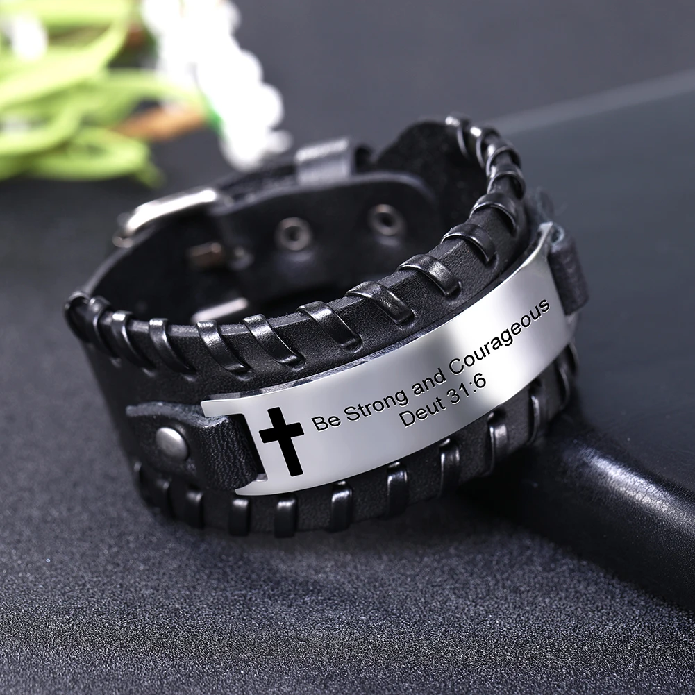 Мужской Браслет манжета Fishhook браслет из нержавеющей стали с цитатой Библии