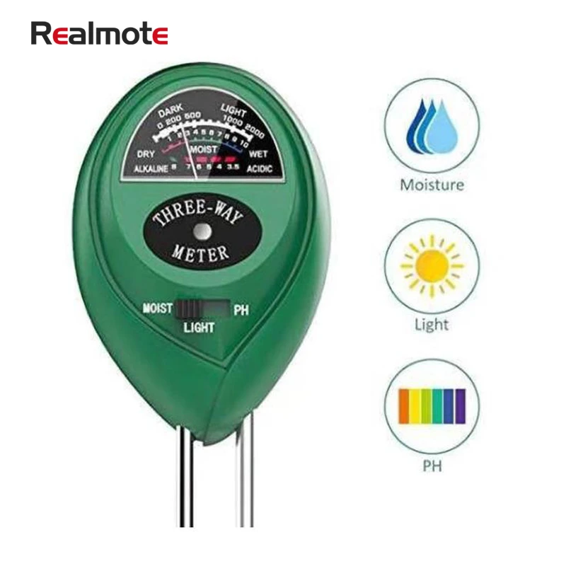 

Realmot 3 in1 Soil PH Tester Garden Plant Flowers Moisture Light Meter Testing Tools hygrometer