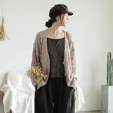 Johnature винтажная женская одежда осенний свитер кардиганы с v-образным вырезом полный рукав однобортный свободный женский свитер на пуговицах