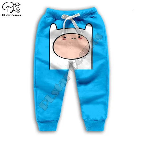 Детские толстовки с капюшоном с изображением Финна из Adventure Time, свитшоты синие футболки с 3D-принтом Одежда для мальчиков и девочек куртка в стиле аниме с рисунком, пальто, шорты, штаны - Цвет: kids pants