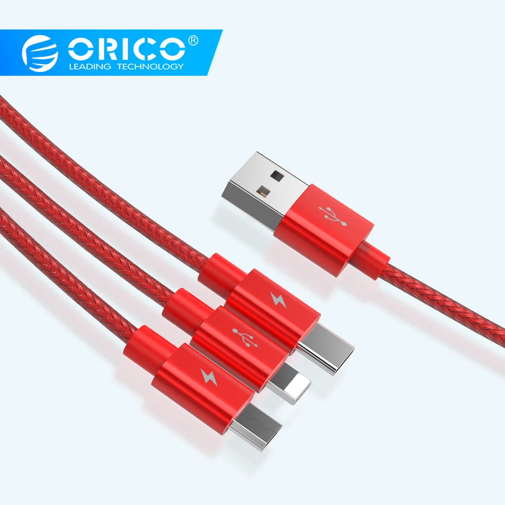 

ORICO USB Cable 3 in 1 For iPhone X 5 6 7 8 Mobile Phone Cable 2 in 1 Type C Micro USB Cable For Android Phone Charger Cable
