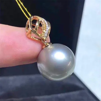 

S925 Sterling Silver Flash Design Pearl Pendant Holder Women DIY Pearl Pendant Components Silver Gold Color