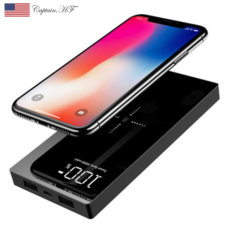  US Captain Portable QI Wireless Power Bank Charger 20000mAh