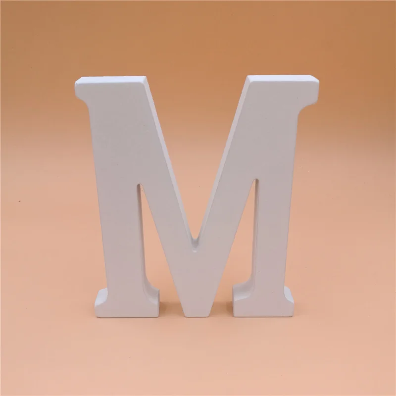 M 1 шт. 15x13,5 см белая деревянная буква Английский алфавит DIY Индивидуальное Имя Дизайн Искусство ремесло отдельно стоящее сердце Свадебный домашний декор - Цвет: M