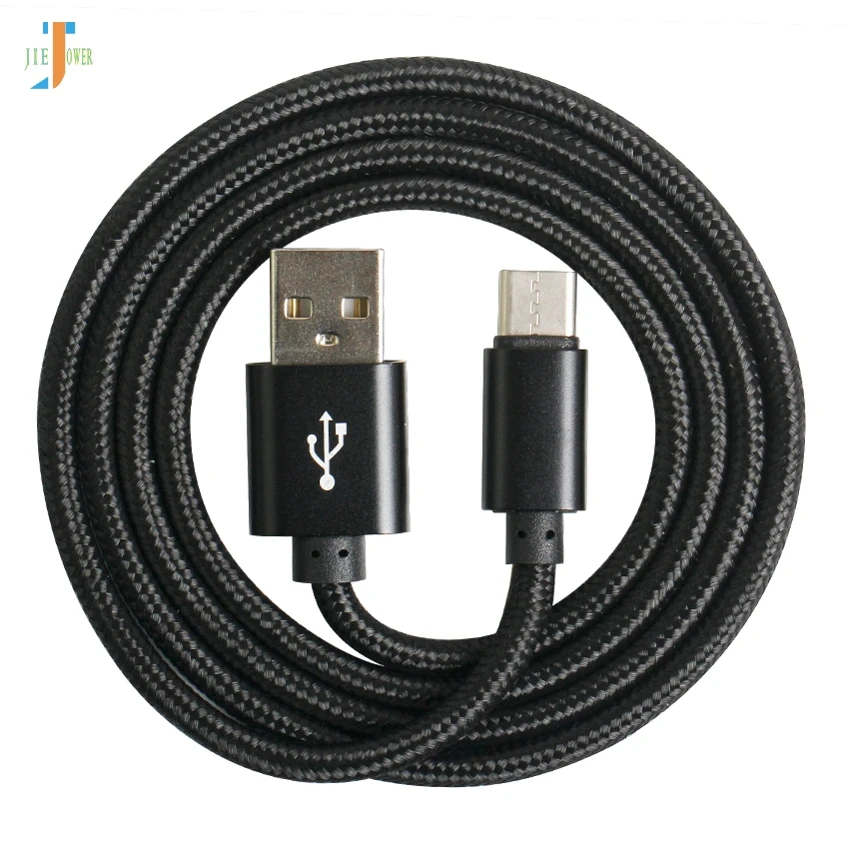 300 шт/лот usb type C кабель для синхронизации данных для huawei P20 для Samsung Galaxy S8 S9 type C USB 3,1 нейлоновый зарядный кабель - Цвет: Черный