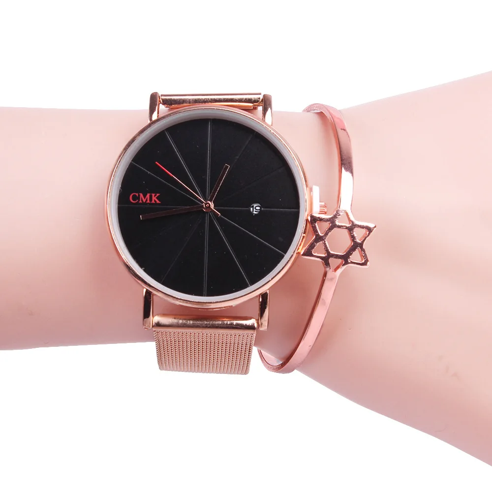 

2019 New Style Hot Selling Online Celebrity Douyin Celebrity Style Ultra-Thin Watch Rose Gold-Tone Mesh Belt Women's Calendar Wa