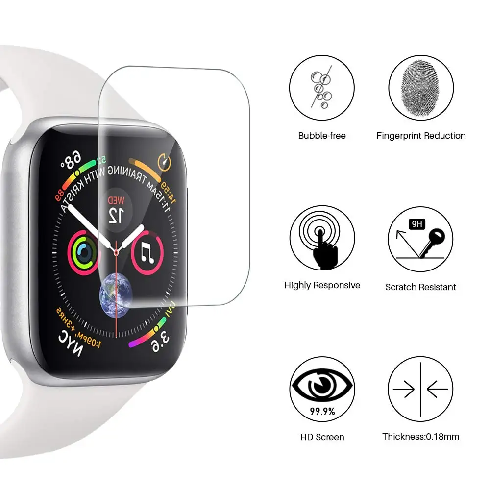 Полная защитная пленка для Apple watch 5, 4, Защитная пленка для экрана, 3D Чехол, 42 мм, 44 мм, 40 мм, 38 мм, iwatch 3, 2, 1, мягкая пленка, не закаленное стекло