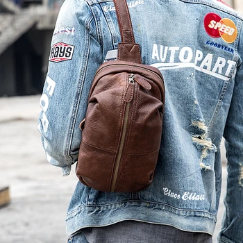 

Men's Bags Handmade Leather Bags Messenger Bags Shoulder Retro Chest Bags First Layer Cowhide Casual Soft Leather Men Vintage