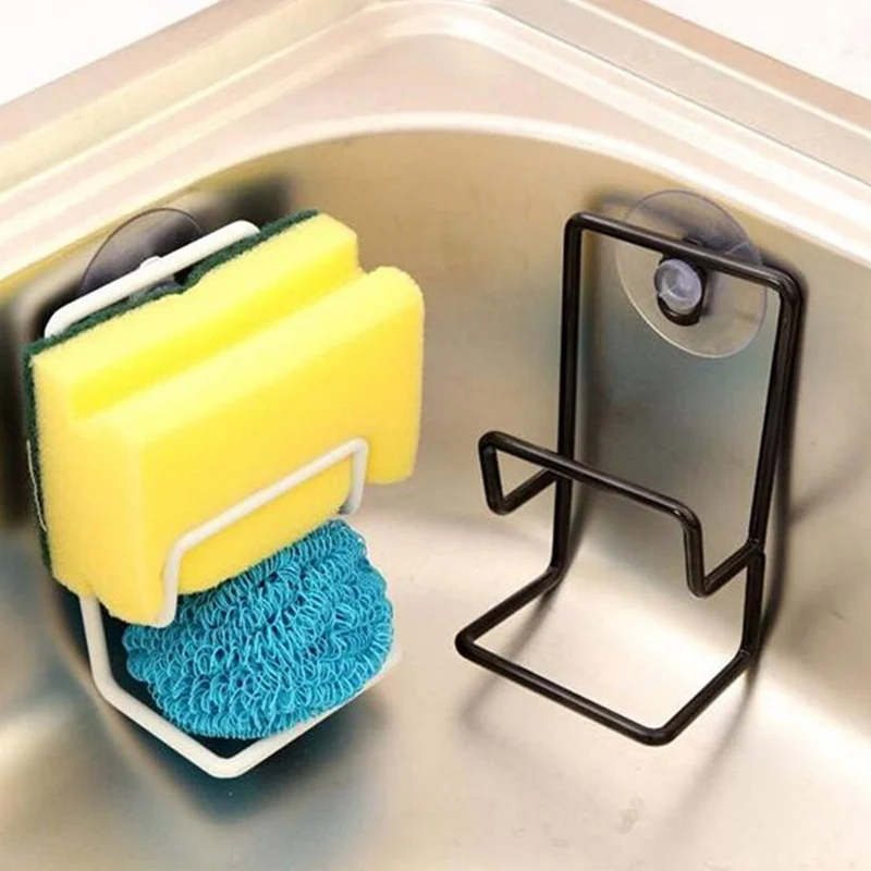 

2020 Metal Suction Cup Sink Drain Rack Sponge Storage Drying Holder Shelf Sundries Storage Rack Double Sink