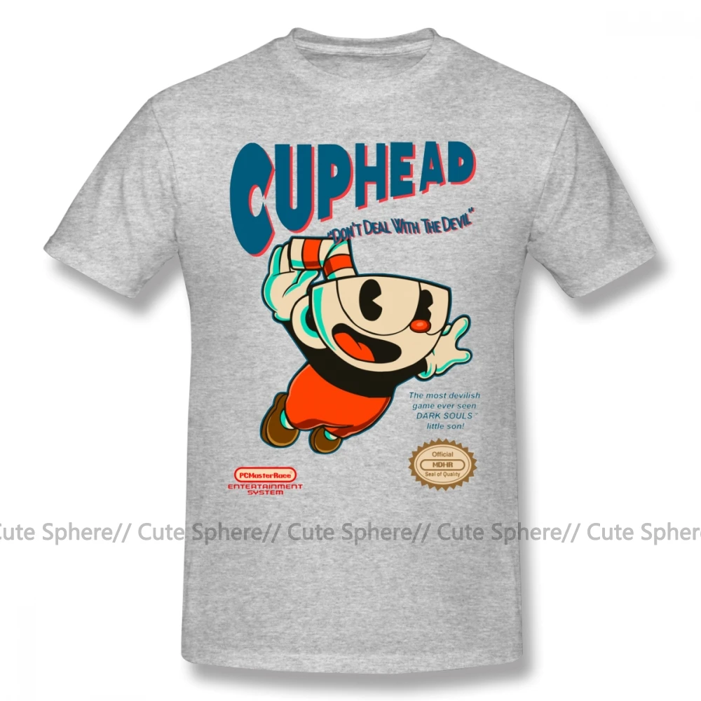 Cuphead Футболка супер Cuphead Футболка мужская большая футболка с коротким рукавом Повседневная забавная 100 хлопковая графическая футболка