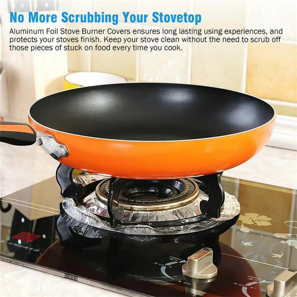 40pcs Aluminum Foil Circular Gas Burner Disposable Bib Liners Stove Covers 40FP04
