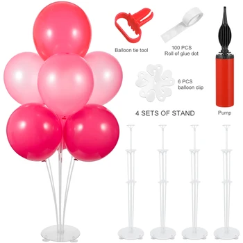 

4 Sets Table Balloon Stand Reusable Clear Balloon Holder Balloon Stand Kit Balloon Support Holder Balloon Cup With Stick Base