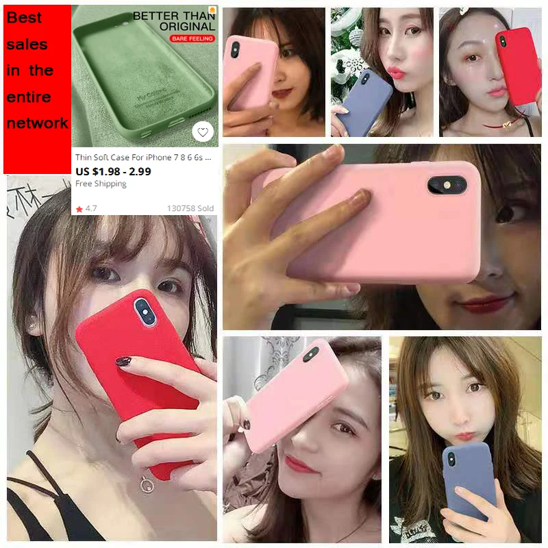 Thin Soft Case For iPhone 7 8 6 6s Plus Original Liquid Silicone Cover Candy Color Coque Capa For iPhone X Xs 11 Pro Max XR Case (1)
