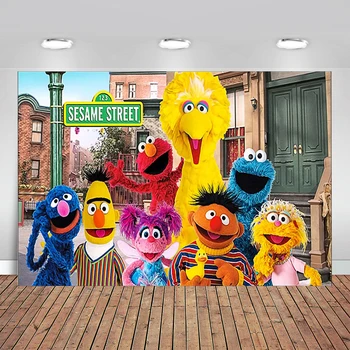 

Sesame Street Puppet photography background kids birthday party custom photo backdrop polyester photography background studio