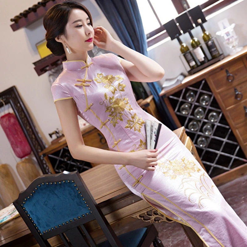 Китайское традиционное свадебное платье для невесты, длинное платье cheongsam в стиле ретро, свадебное платье cheongsam