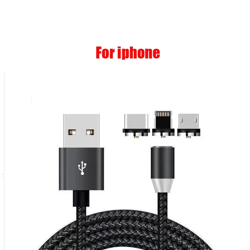 Магнитный USB кабель для быстрой зарядки USB кабель подходит для iPhone зарядное устройство для зарядки данных USB кабель для мобильного телефона USB кабель для зарядки - Цвет: Black IOS cable