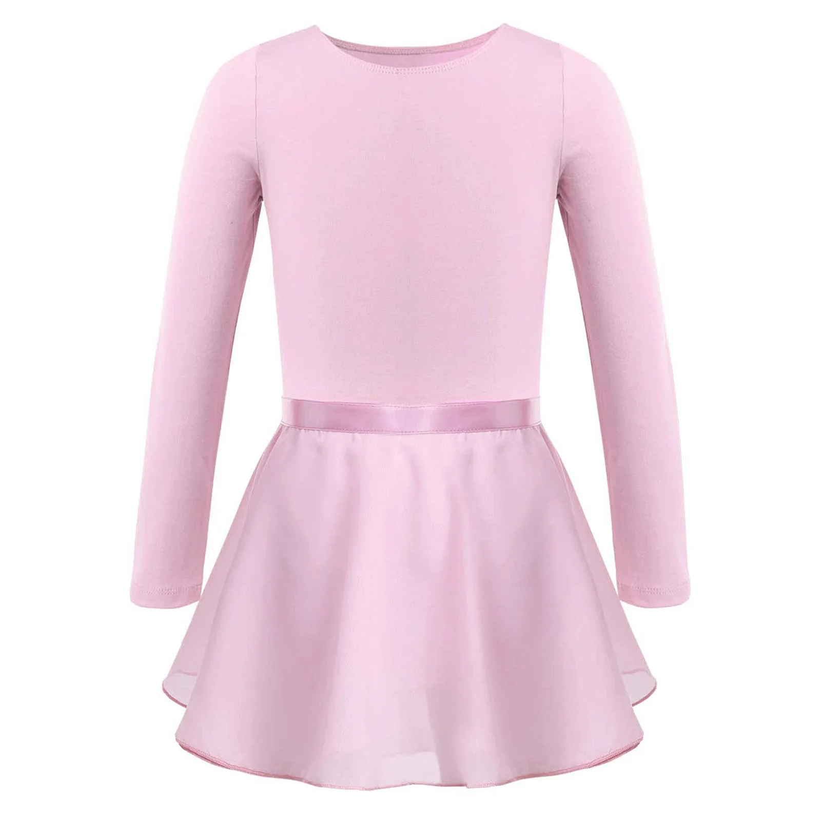 Kids Girls Ballet Leotard Tutu Dress Ballerina Gymnastic Dance Class Costume Cotton Dancewear with Chiffon Tied Skirt Set