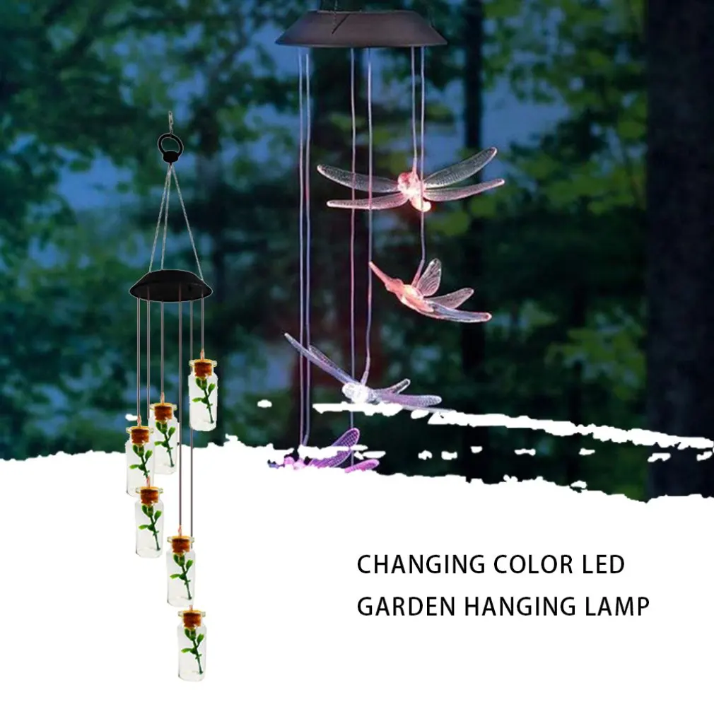 Solar Wind Chime Light Turn Light Hummingbird Solar Gift Light Color Led Garden Hanging Light