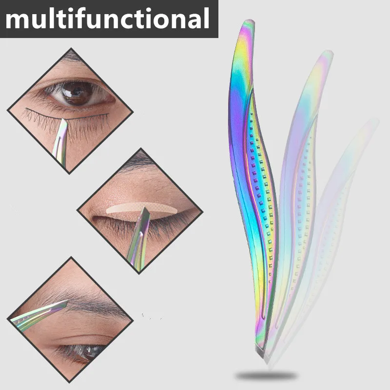 1 шт. Радужный пинцет для бровей, для наращивания ресниц с плоским кончиком, для удаления омертвевшей кожи, клипса, триммер, инструмент для макияжа