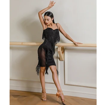 

ZYMdancestyle June Roses tassels dress with chest pad Women/Ballroom/Tango/Cha Cha/Rumba/Samba/ For Dancing#1913