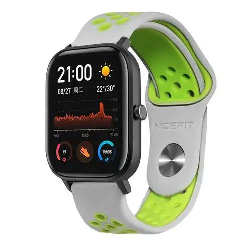Многоцветный 20 мм спортивный силиконовый ремешок для Huami Amazfit GTS Bip BIT PACE Lite Молодежные умные часы браслет - Цвет: Серый