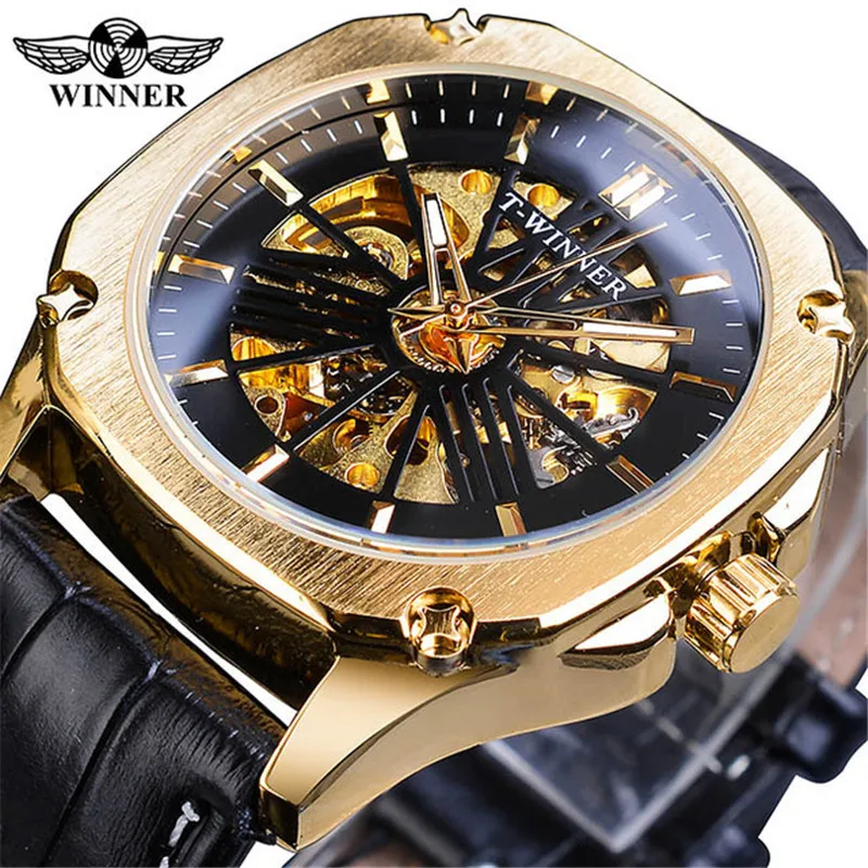 

Winner Europe And America Style Men Fashion Casual Hollow out Mechanical Movement Waterproof Automatic Machine Watch